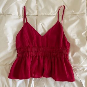 Red halter peplum top